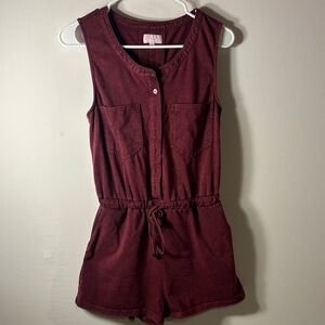 Pink Lily Burgundy Sleeveless Romper Women’s Small